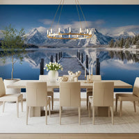 Winter Peaks Reflection wall mural showing snowy mountains and still lake, GD9256
