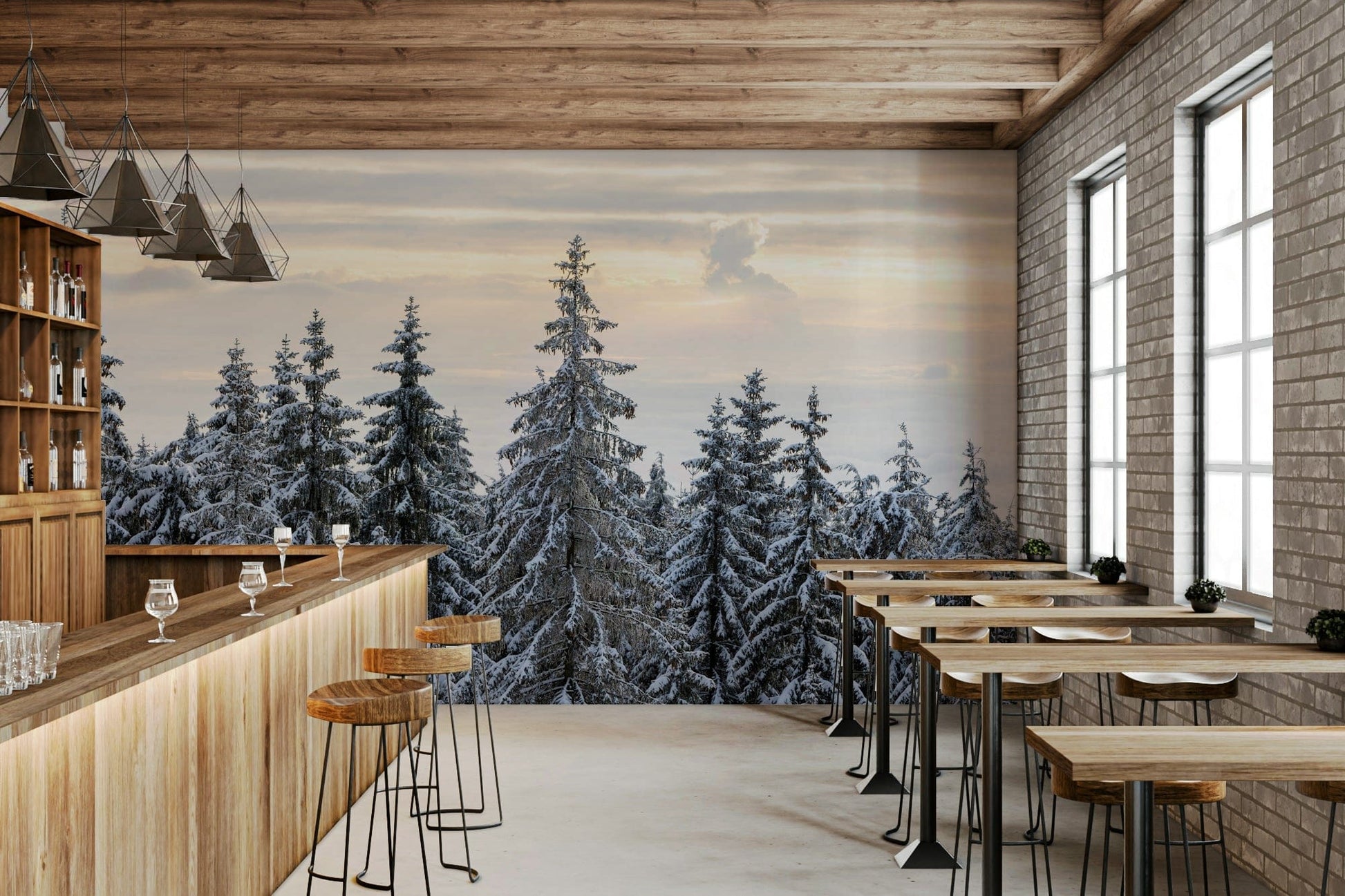 Winter Pine Serenity Wall Mural