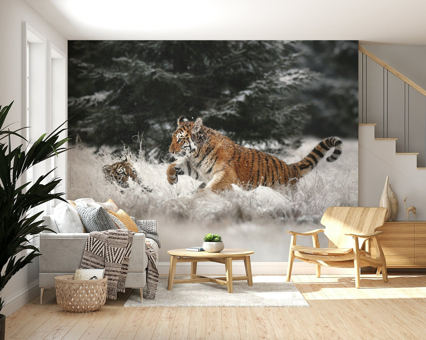 A calming abstract design wallpaper mural that defines a space., GD5918