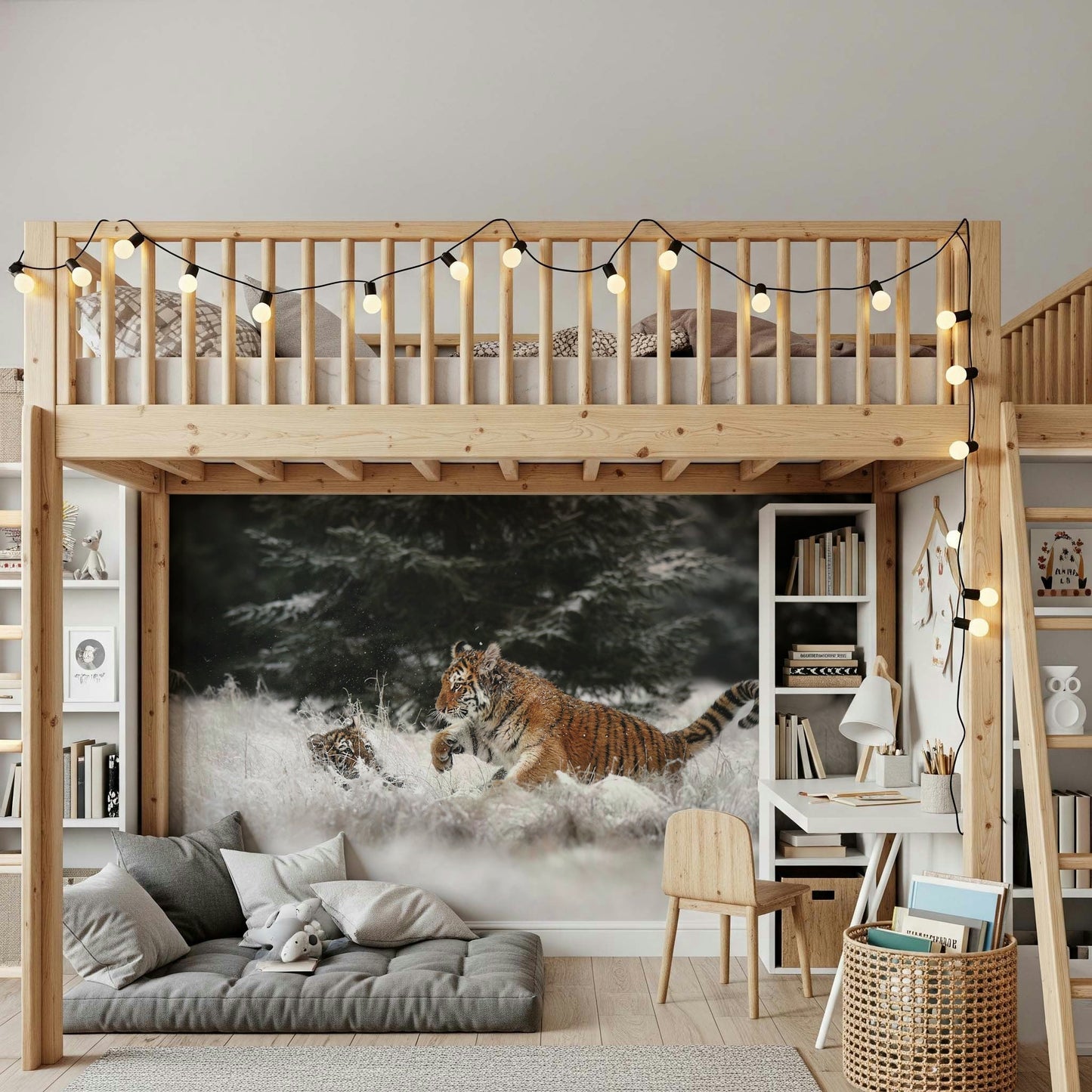 A peaceful modern abstract mural on decorative wallpaper., GD5918