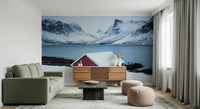 A graceful subtle pattern wall mural in cool, neutral tones.