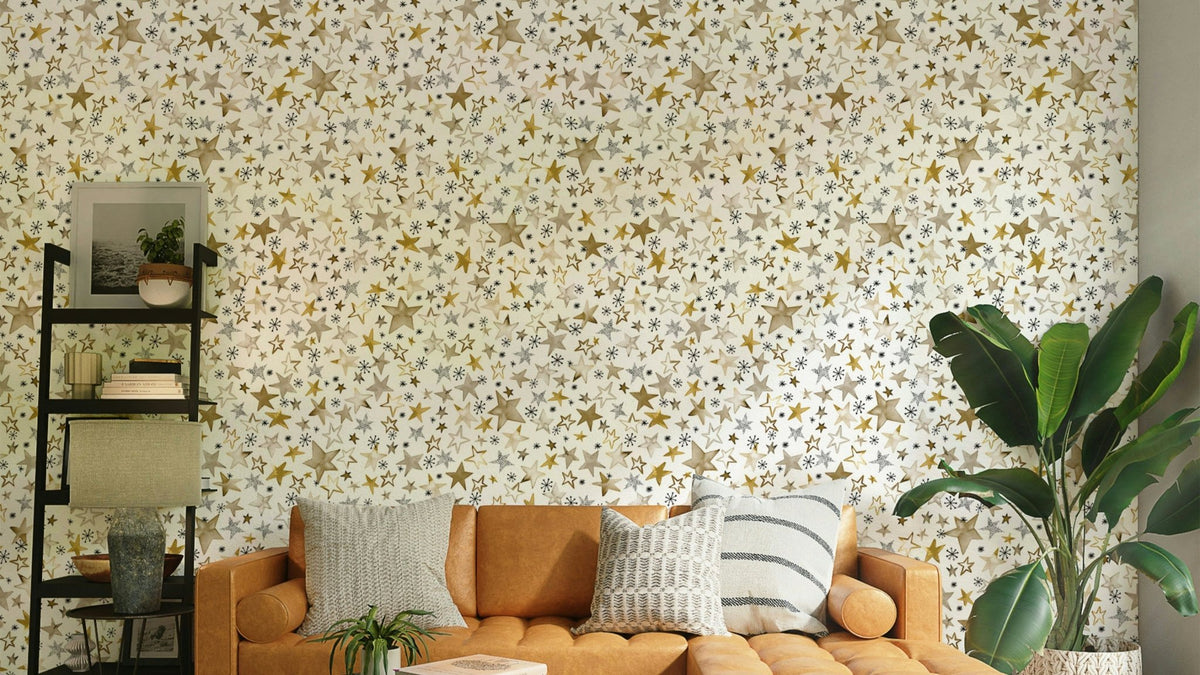 Winter Stars Gold Kids Wallpaper for Cozy Rooms, GD1629