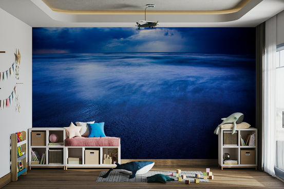 Winter storm over Sidni Ali beach II Wall Mural with moody blue seascape GD4893
