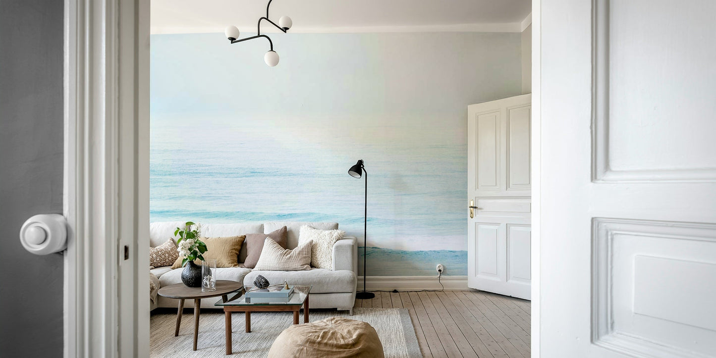 A contemplative rough water wallpaper mural for a feature wall.

