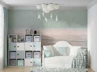 A calming abstract wave wallpaper mural that defines a space.

