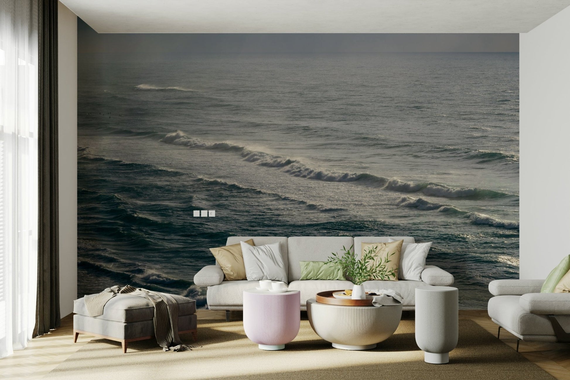 A contemplative rough water wallpaper mural for a feature wall.

