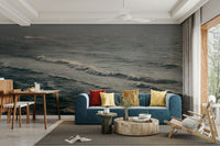 A classic winter scene wallpaper for walls with a coastal theme.

