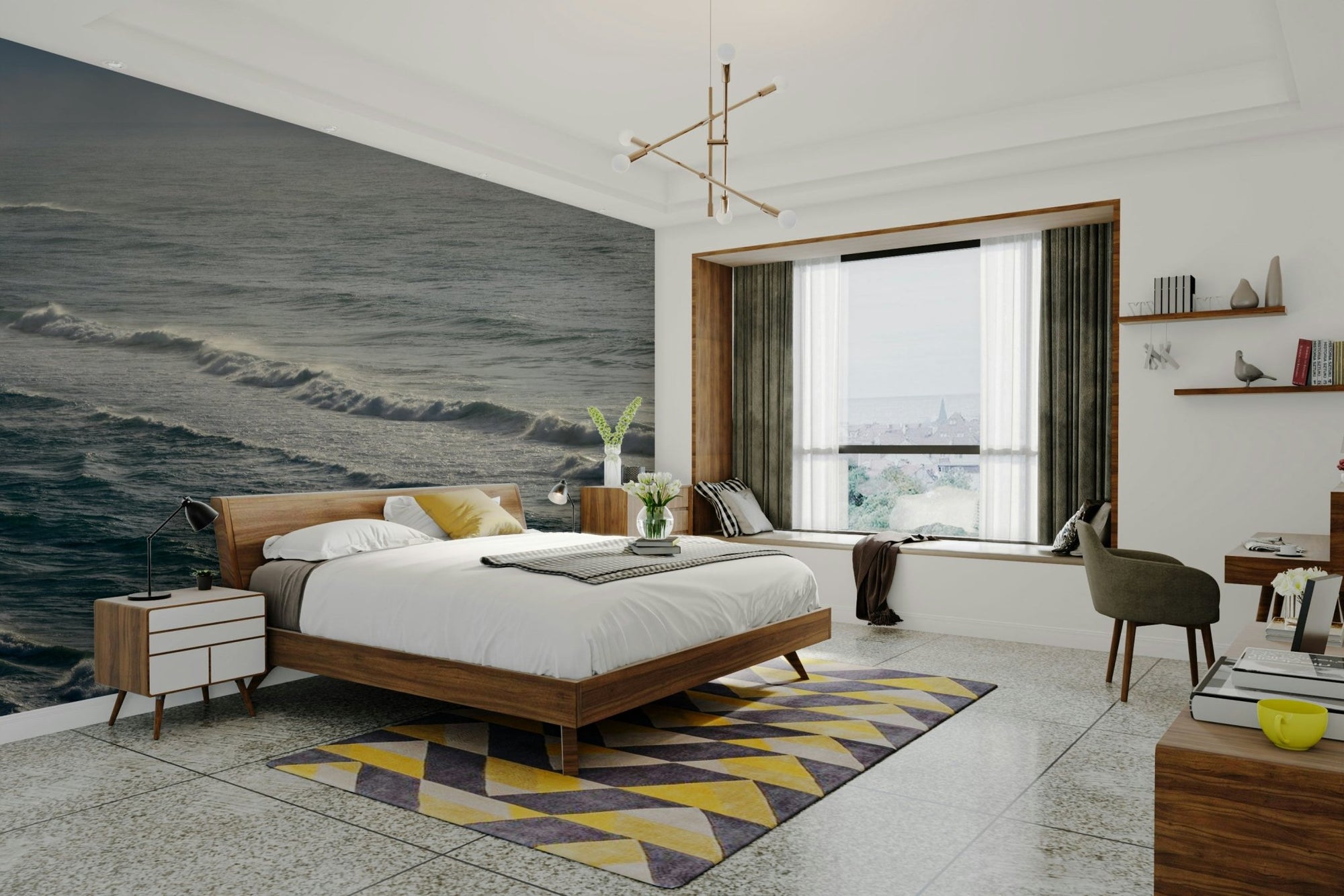 A beautiful dark ocean wallpaper mural with subtle movement., GD4702