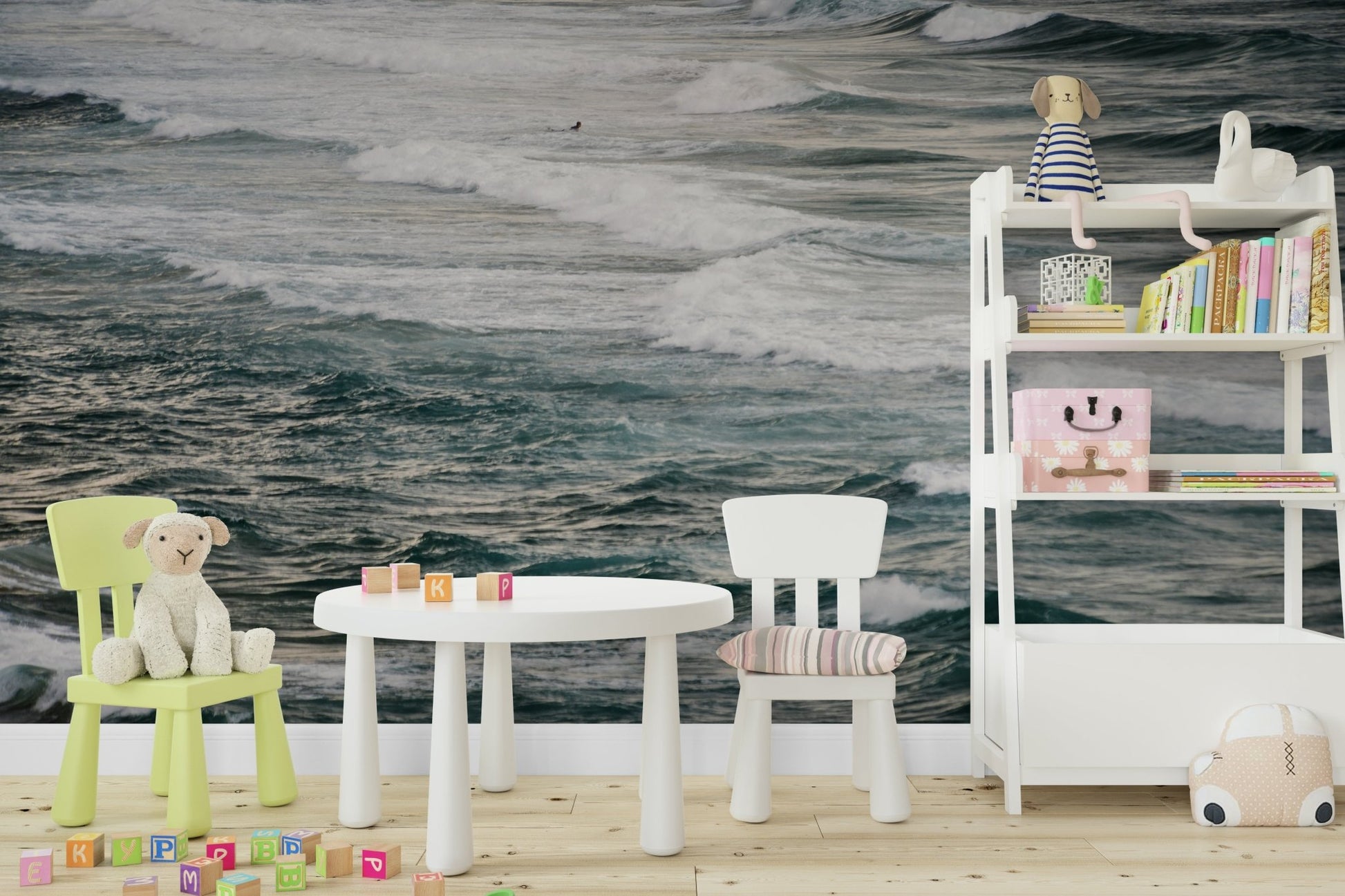 A contemplative dark ocean wallpaper mural for a feature wall.

