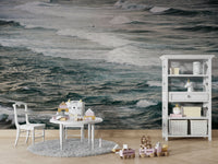 An artistic ocean escape mural for home decor.

