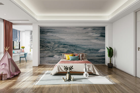 A beautiful dramatic ocean wallpaper mural with crashing waves., GD4710