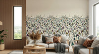Winter Tree Wonderland wall mural in a bright and airy guest suite.