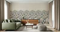 Frosted branch wall mural design for a modern home office backdrop.