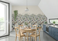 Cold climate forest wallpaper for a sophisticated apartment study.