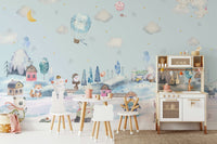 A light snowfall is happening, with soft flakes in the air.

