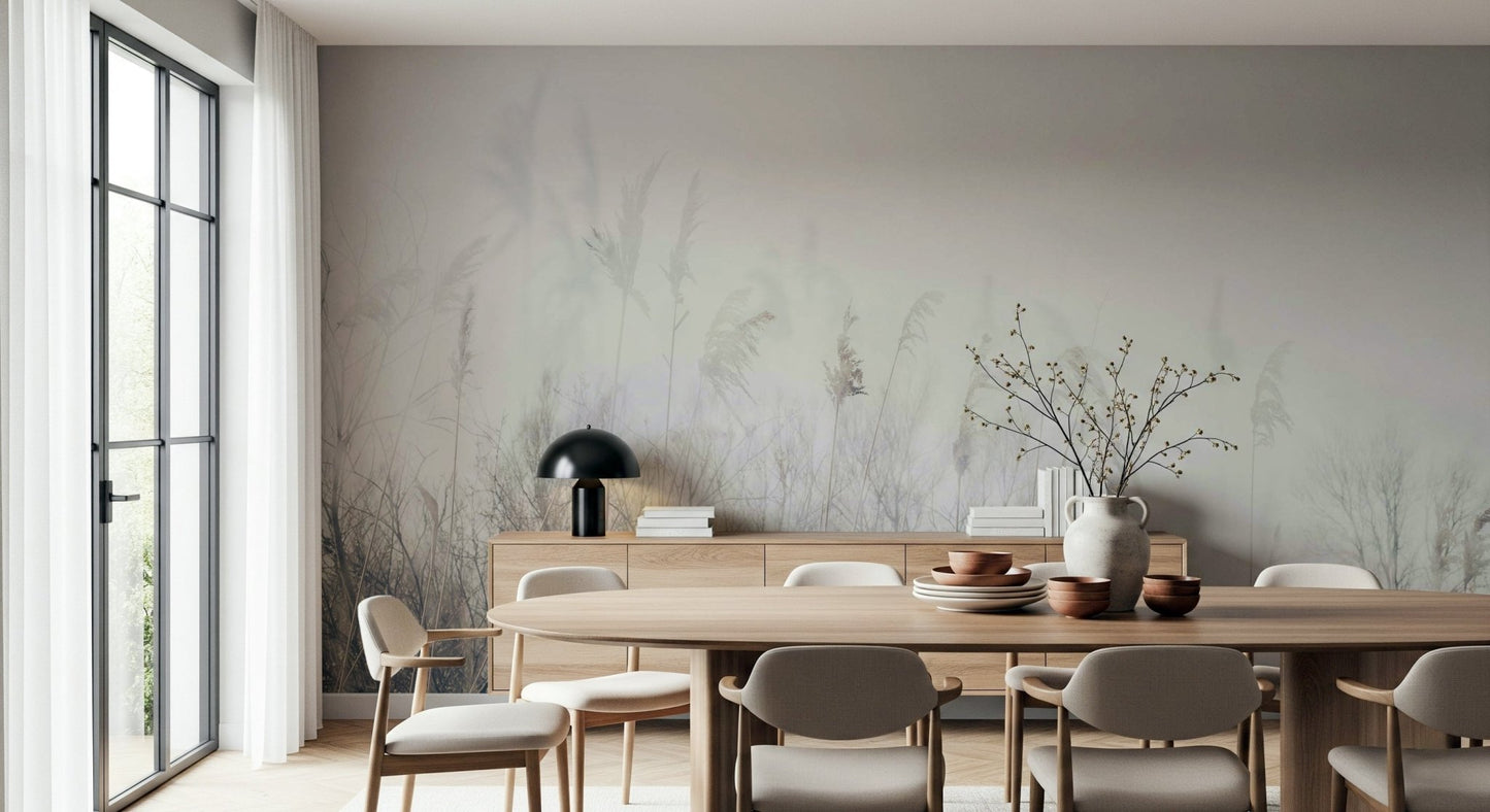 A graceful subtle pattern wall mural in cool, tranquil tones.