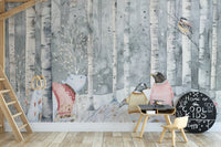 Winter woodland scene for kids' rooms
