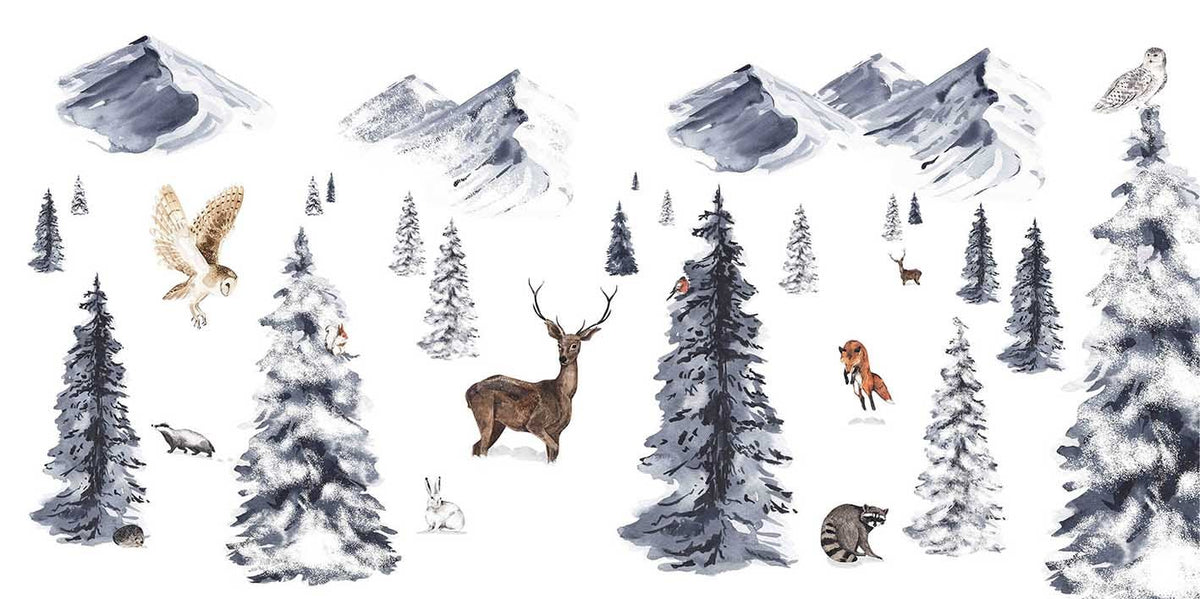 Majestic Winter Wildlife Wall Murals in your room — zoomed