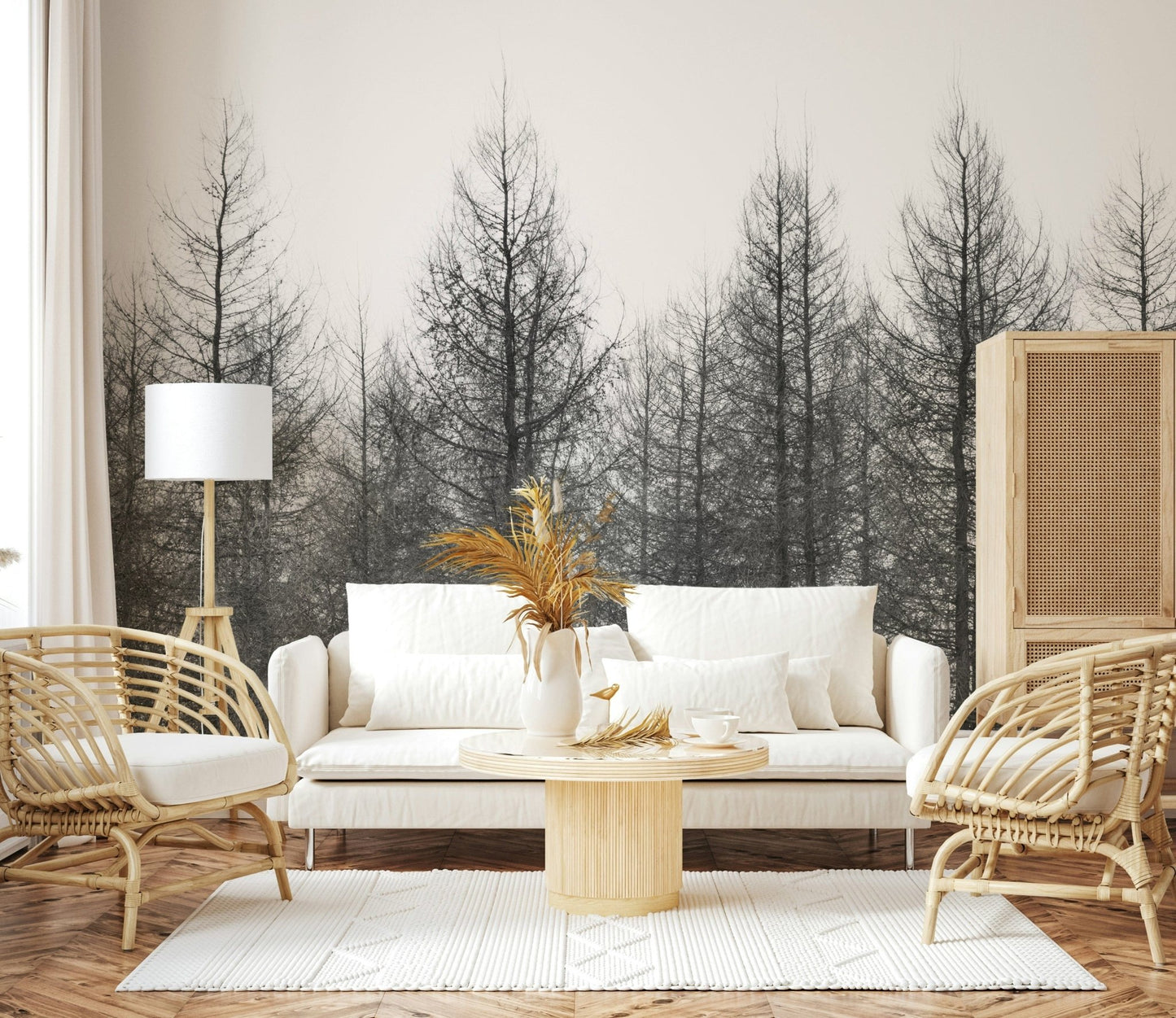 Frosty nature wallpaper for a professional home office feature wall.