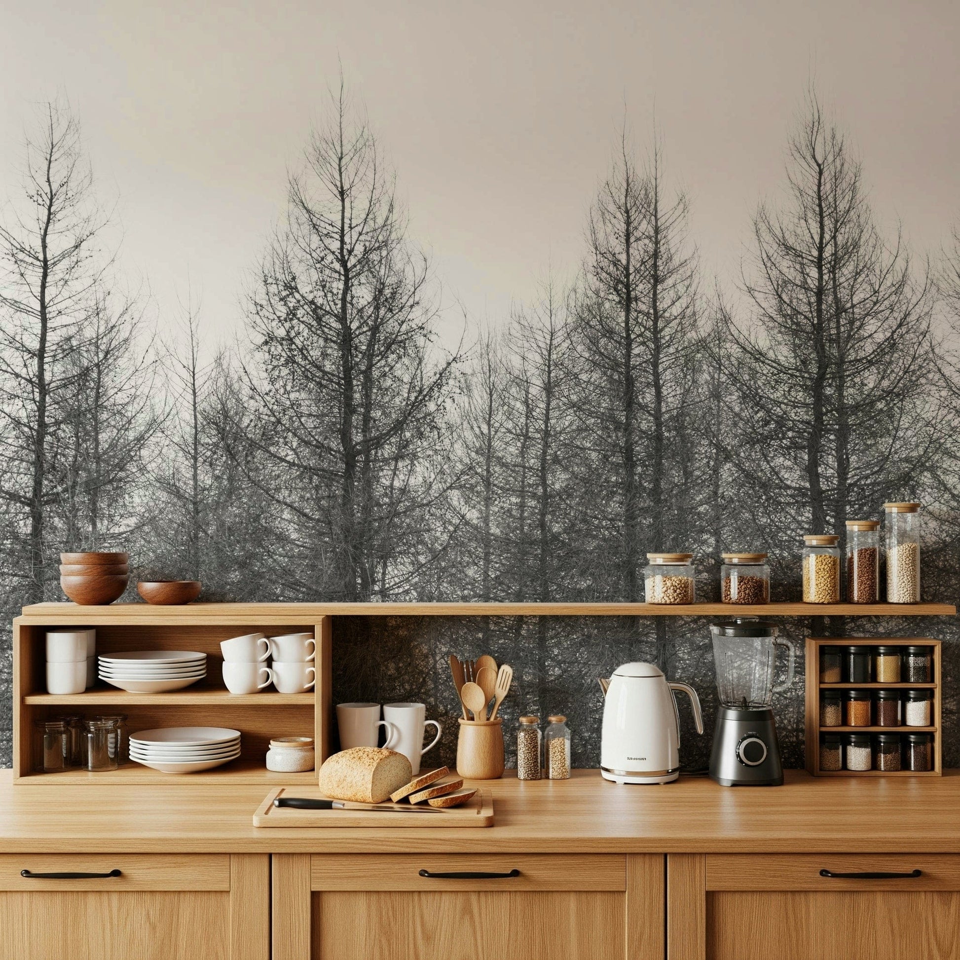 Detailed snow-covered field wallpaper for a contemporary accent wall.