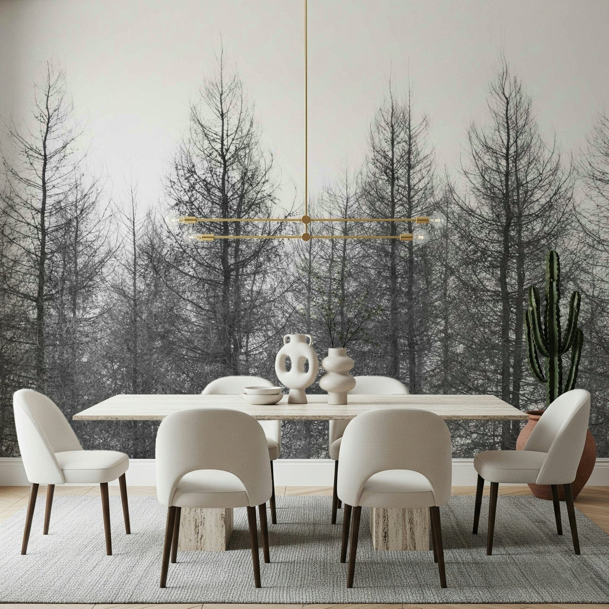 Serene snow scene wall mural for a relaxing lounge atmosphere., GD2977