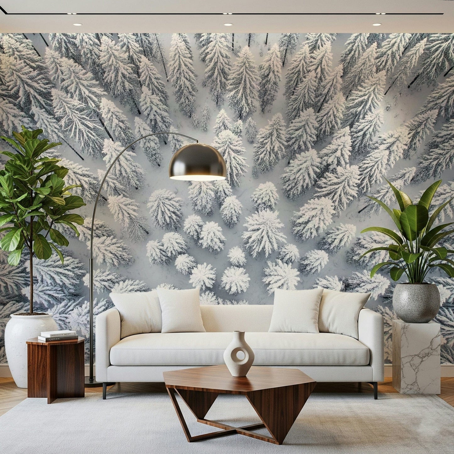 Winter's Embrace Wall Mural used as a focal point in a reading nook wallpaper.