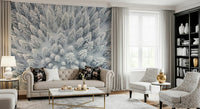 Subtle winter scenery wallpaper for a sophisticated vanity area wall mural.