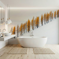 Modern landscape wallpaper with gold accents for a bedroom wall mural.