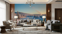 Minimalist snow scene wallpaper for a sophisticated apartment wall mural.