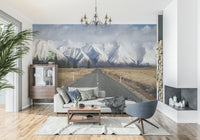 Winter landscape wallpaper for a professional home office feature wall.