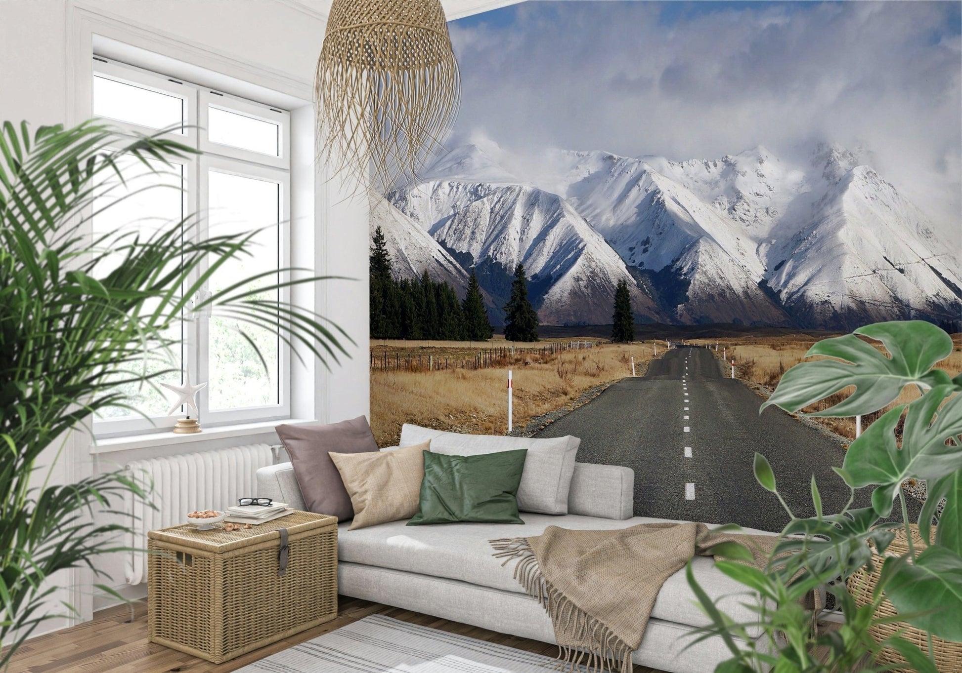 Winter's Road Wall Mural for a professional reception area wallpaper.