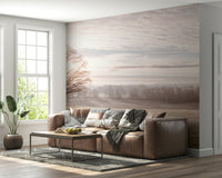 Winter's Soft Light Wall Mural used as a focal point in a reading nook wallpaper.