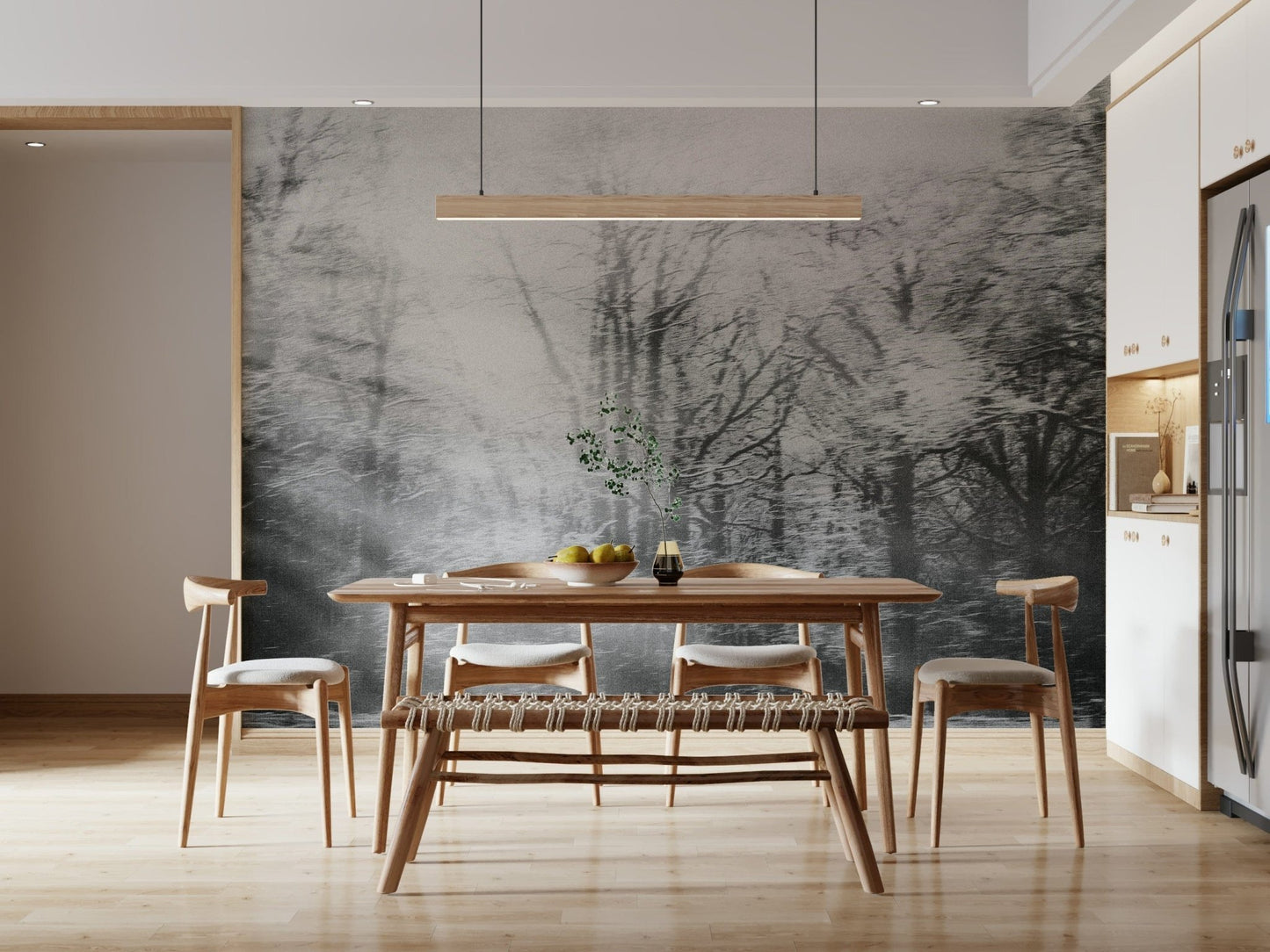 Winter's Whisper Wall Mural with pale blue tones for a quiet reading nook wallpaper.