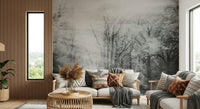 Winter's Whisper Wall Mural featuring soft snowy landscape textures for a lounge wallpaper.