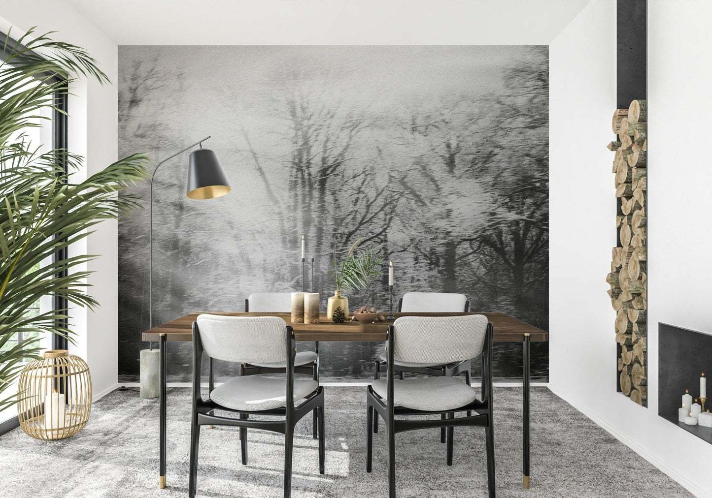 Winter's Whisper Wall Mural showing delicate frost patterns for a hallway wallpaper.