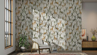 Beige and brown artistic deer wallpaper for winter rooms.

