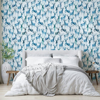 Winter forest deer blue wallpaper for interiors

