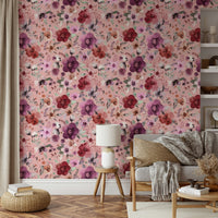 Elegant pink flowers with a winter touch for walls.

