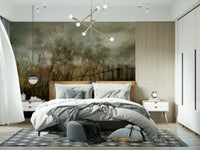 A peaceful modern abstract mural on decorative wallpaper., GD5597