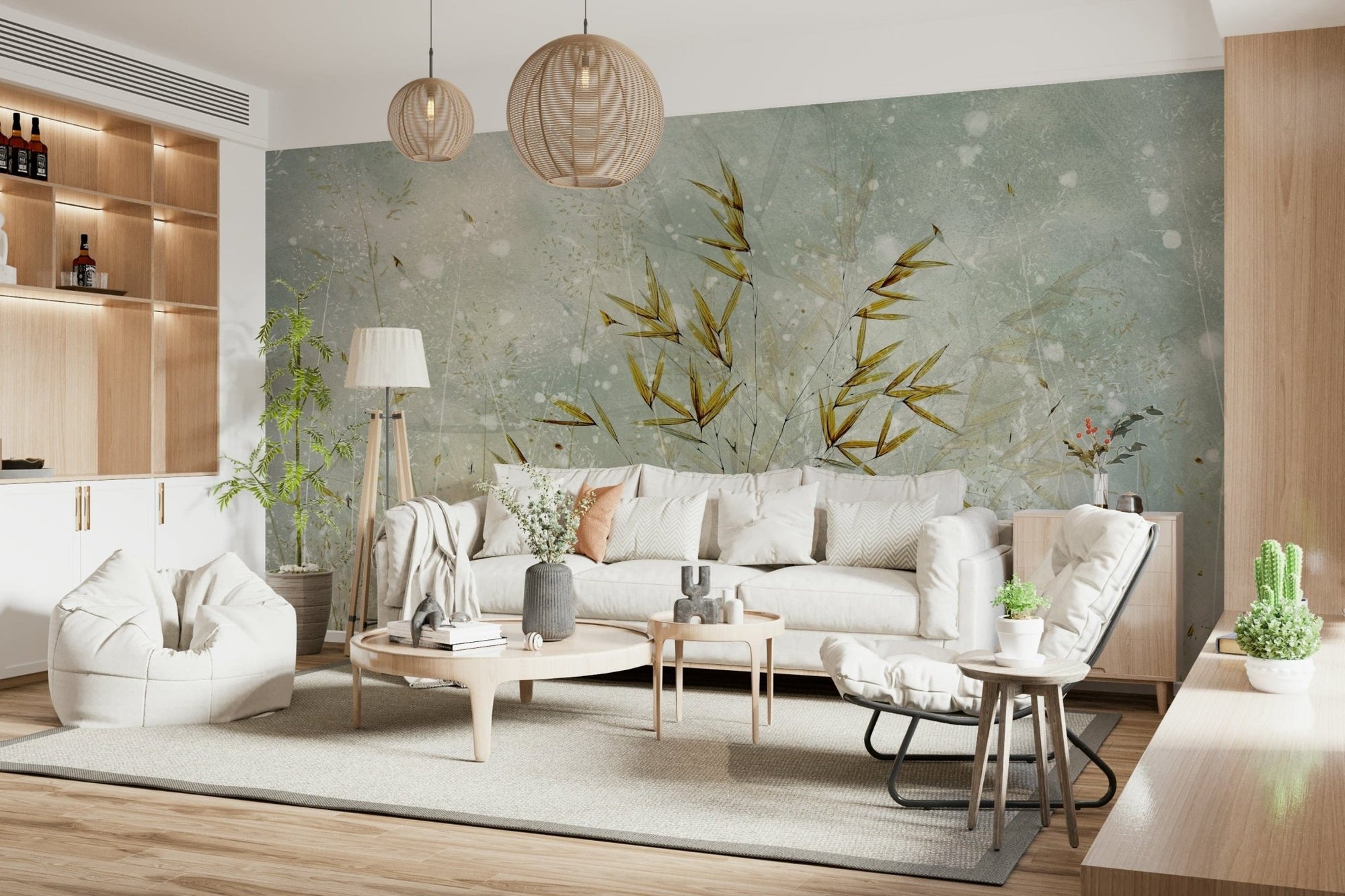 A beautiful subtle abstract wallpaper mural with a wisp or smoke-like texture., GD5602