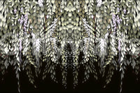 Corner light emphasizing the airy Wisteria Cascade print.