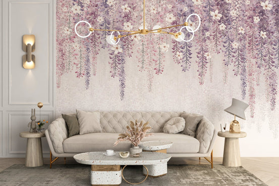 Wisteria watercolor wallpaper for serene home decor, C61