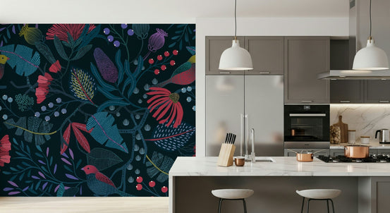 Wonderforest Wall Mural wallpaper mural in a lush green living room., GD7864