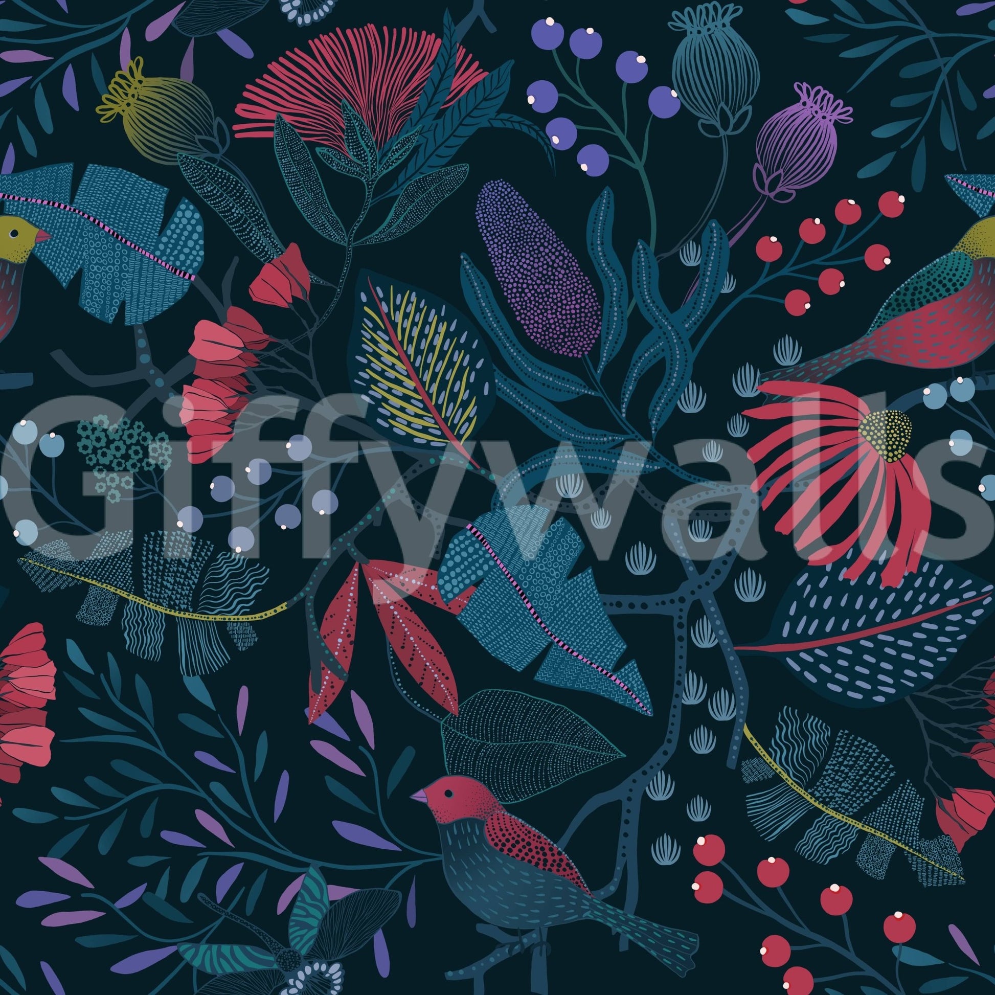 Foggy forest landscape Wonderforest Wallpaper mural for a guest room.