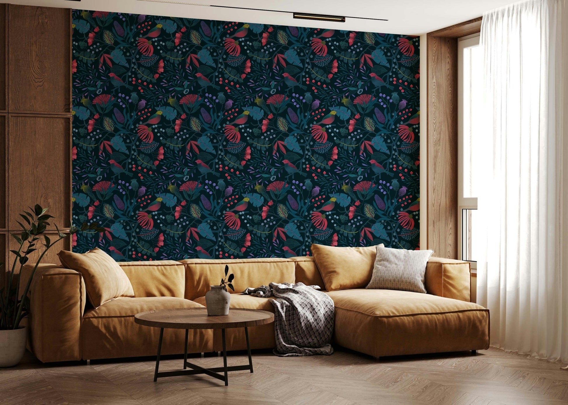 Minimalist fir tree Wonderforest Wallpaper mural for a modern office space.