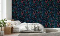 Misty jungle Wonderforest Wallpaper mural in a stylish apartment lounge.