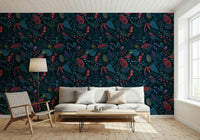 Dark pine forest Wonderforest Wallpaper mural for a cozy hallway area.