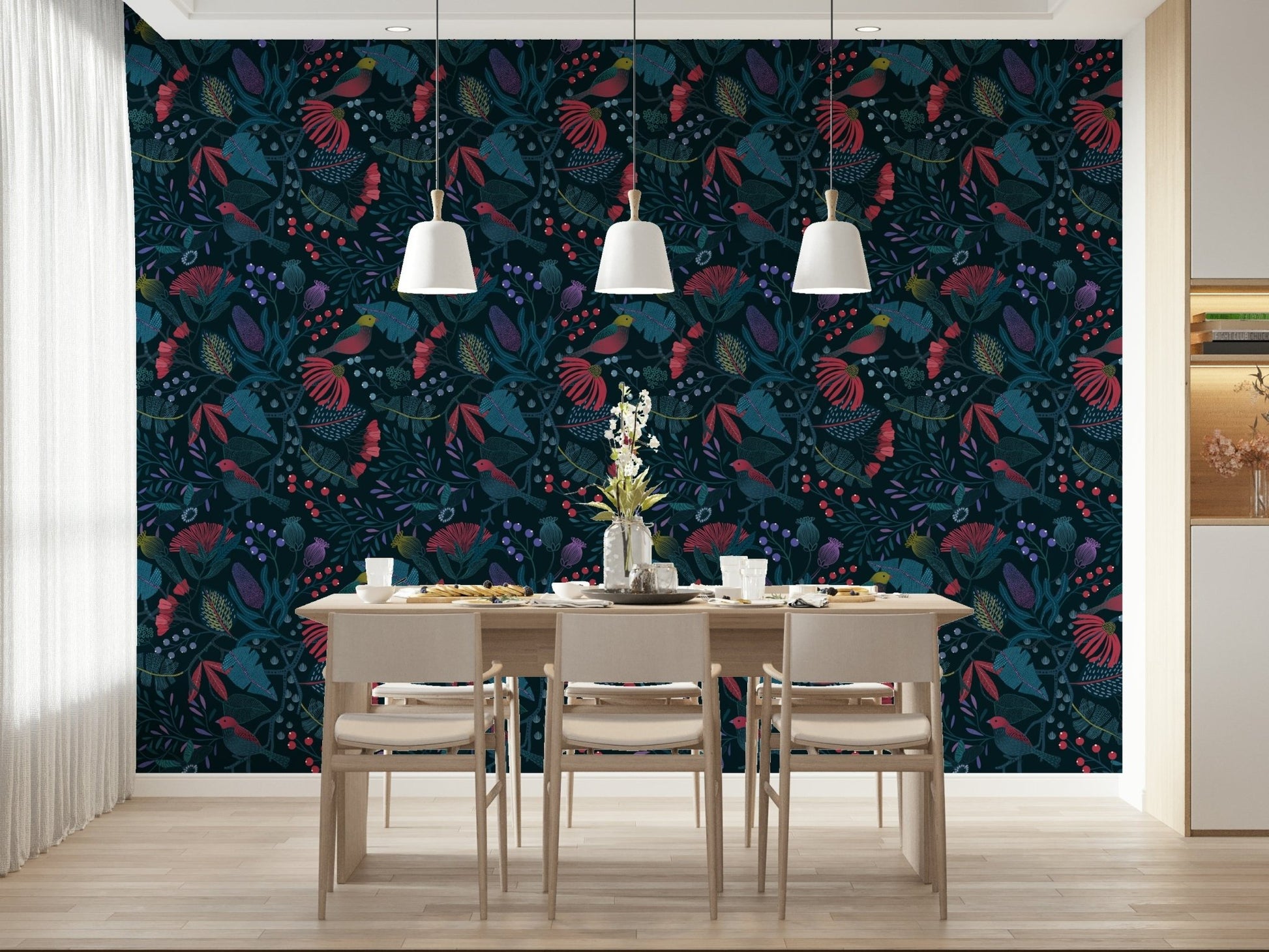 Enchanted forest Wonderforest Wallpaper mural for a nursery feature wall.