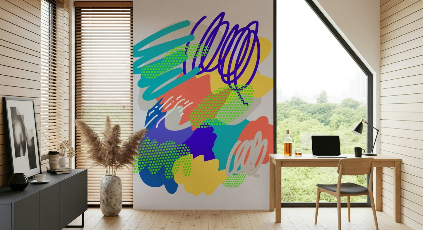 Super cool Wonders2 Wall mural, artistic color field composition, vivid abstract.