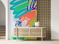 Creative splash mural, lively contemporary abstract Wonders2 Wall design.